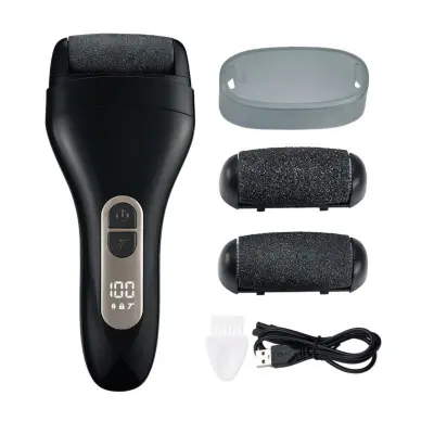 USB polnilni električni pilnik za pete z LED zaslonom, 3 hitrosti Black