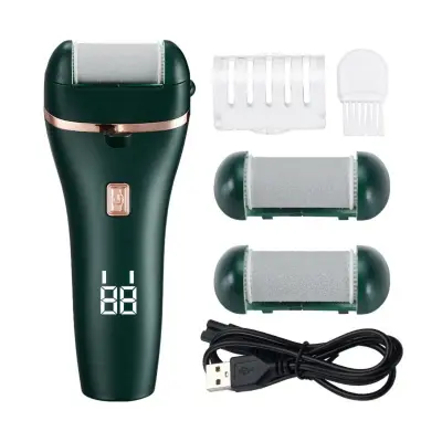 USB polnljiv električni pilnik za pete z LED in 3 hitrostmi Green