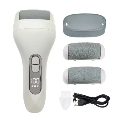 USB polnilni električni pilnik za pete z LED zaslonom, 3 hitrosti White