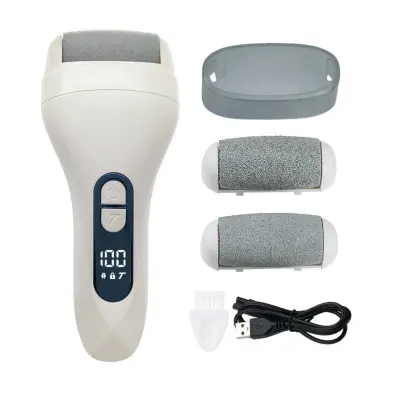 USB polnilni električni pilnik za pete z LED zaslonom, 3 hitrosti White + Blue