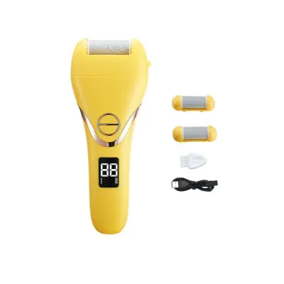 USB električni pilnik za pete z LED zaslonom, 3-stopenjski, polnljiv Yellow