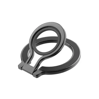 MagSafe magnetni prstan za telefon — aluminij + silikon, 360° vrtljiv Black