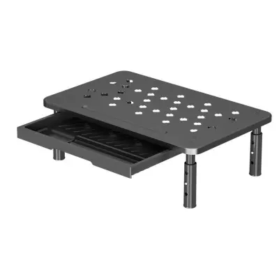 Nadgrajeno stojalo za monitor z predalom - Ergonomsko jekleno stojalo za računalnik Black