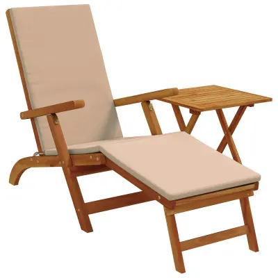 vidaXL Zložljiv in nagibni ležalnik 2 pcs Taupe Masiven les akacije