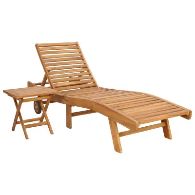 vidaXL Ležalnik 2 pcs Rjava Trden tikov les