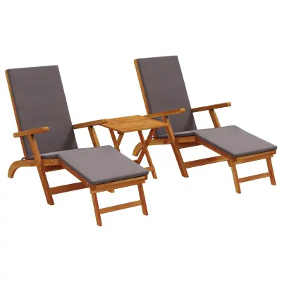 vidaXL Zložljiv in nagibni ležalnik 3 pcs Temno siva