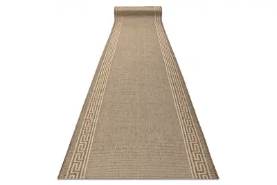 Preproga v videzu sisala SION 20446 Okvir, Grški ključ plosko tkanje bež 100 100x510 cm