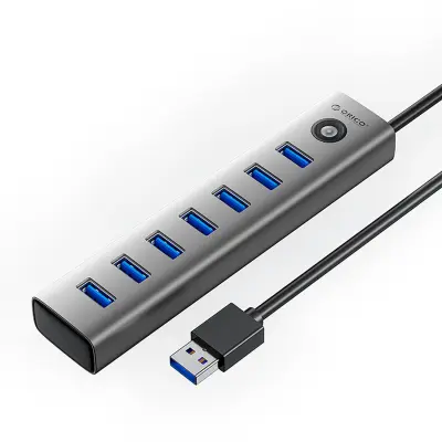 ORICO HUB 7 VRAT USB-A 3.0 USB-C ZA PRENOSNIK 5V/3A 1M HITRI POLNILEC