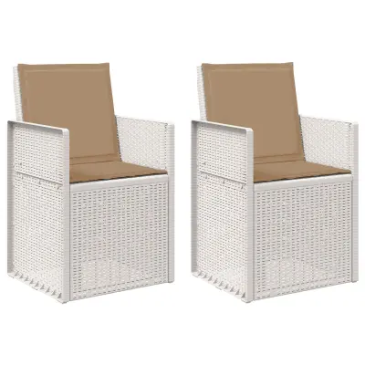 vidaXL Vrtni jedilni stoli 2 pcs Bela in taupe PP