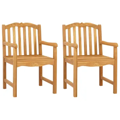 vidaXL Vrtni Stol 2 pcs Naravna 58 x 60 x 93 cm Trden tikov les