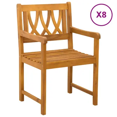 vidaXL Vrtni stoli 8 pcs Naravna Masiven les akacije
