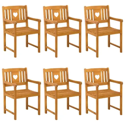 vidaXL Vrtni stoli 6 pcs Naravna Masiven les akacije