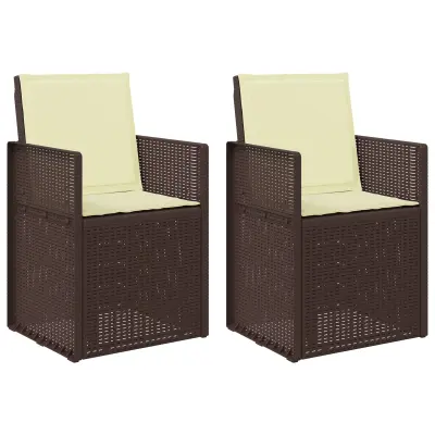 vidaXL Vrtni jedilni stoli 2 pcs Rjava in krem PP