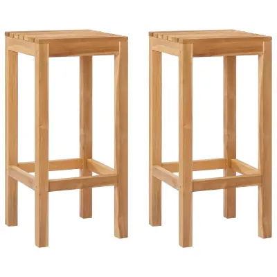 vidaXL Barski stol 2 pcs Rjava Trden tikov les