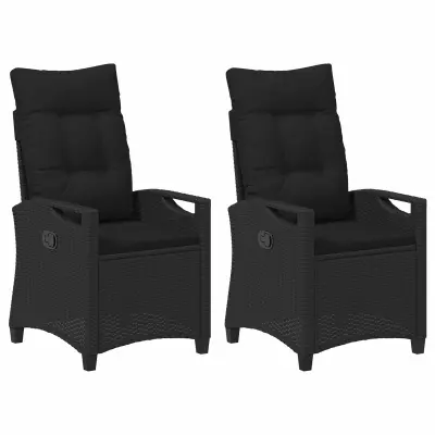 vidaXL Vrtni Stol 2 pcs Črna 56 x 64 x 94 cm Jeklo in poliestren