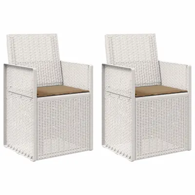 vidaXL Vrtni jedilni stoli 2 pcs Bela in taupe PP