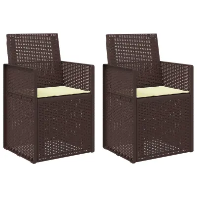vidaXL Vrtni jedilni stoli 2 pcs Rjava in krem PP
