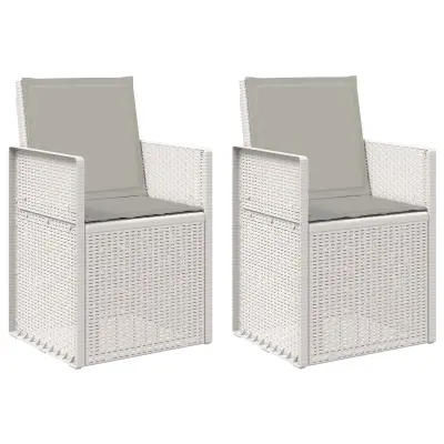 vidaXL Vrtni jedilni stoli 2 pcs Bela in svetlo siva PP