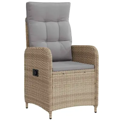 vidaXL Ležeči vrtni stol z blazino Bež in svetlo siva 57 x 63 x 94 cm