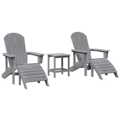 vidaXL Vrtni Stol 3 pcs Svetlo siva Polietilen
