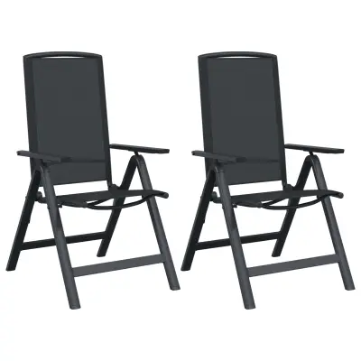 vidaXL Ležeči vrtni stoli 2 pcs Črna 58 x 71 x 112 cm Tekstil