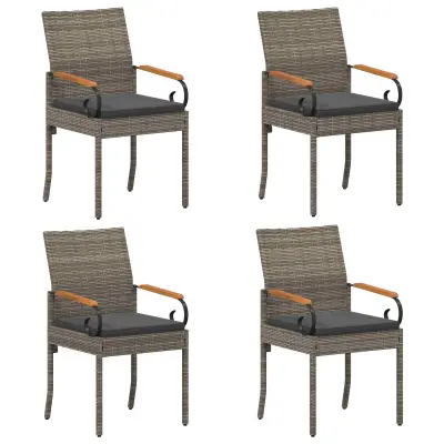 vidaXL Vrtni stoli 4 pcs Siva in temno siva Poli ratan in akacija
