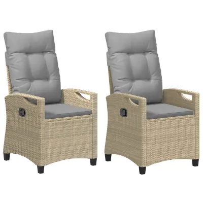 vidaXL Vrtni Stol 2 pcs Bež in svetlo siva 56 x 60 x 112 cm