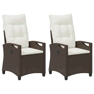 vidaXL Vrtni Stol 2 pcs Rjava in krem 56 x 60 x 112 cm