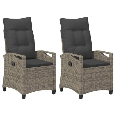 vidaXL Vrtni Stol 2 pcs Siva in temno siva 56 x 60 x 112 cm