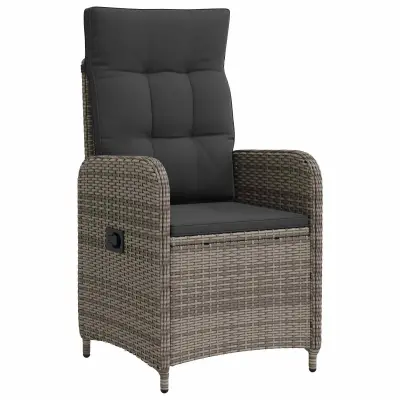 vidaXL Ležeči vrtni stol z blazino Siva in temno siva 57 x 63 x 94 cm