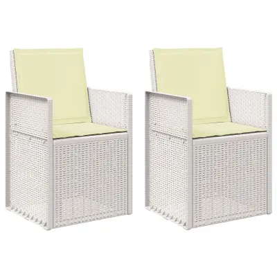vidaXL Vrtni jedilni stoli 2 pcs Bela in krem PP