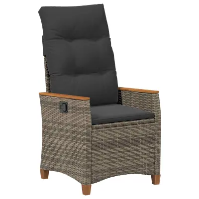 vidaXL Ležeči vrtni stol Siva in temno siva 64 x 57,5 x 112 cm