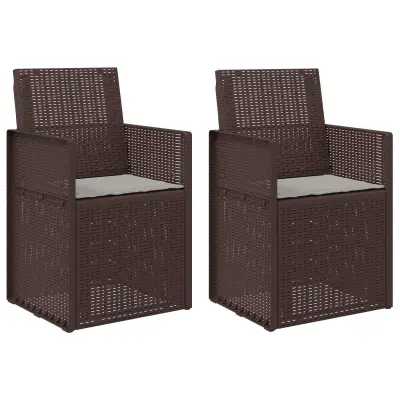 vidaXL Vrtni jedilni stoli 2 pcs Rjava in svetlo siva PP