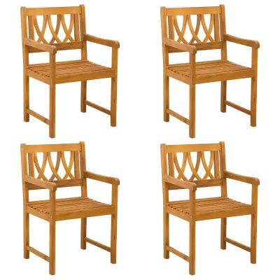 vidaXL Vrtni stoli 4 pcs Naravna Masiven les akacije