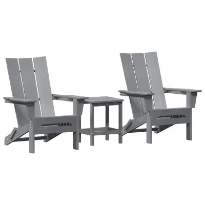 vidaXL Vrtni Stol 3 pcs Svetlo siva 80,5 x 74,5 x 92 cm Polietilen