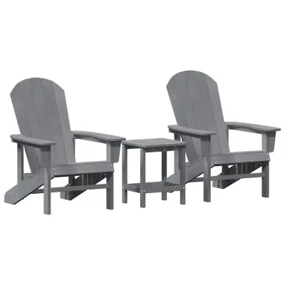 vidaXL Vrtni Stol 3 pcs Svetlo siva Polietilen
