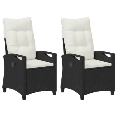 vidaXL Vrtni Stol 2 pcs Črna in krem 56 x 60 x 112 cm