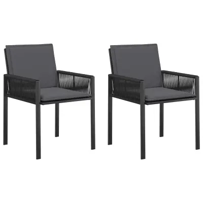 vidaXL Vrtni stoli z blazino 6 pcs Črna in Temno siva poli ratan