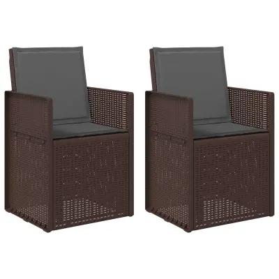 vidaXL Vrtni jedilni stoli 2 pcs Rjava in antracit PP