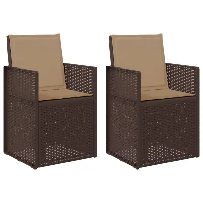 vidaXL Vrtni jedilni stoli 2 pcs Rjava in taupe PP