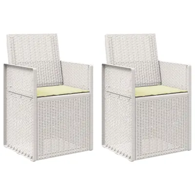 vidaXL Vrtni jedilni stoli 2 pcs Bela in krem PP
