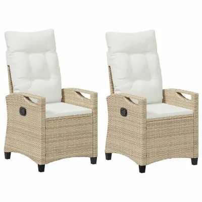 vidaXL Vrtni Stol 2 pcs Bež in smetanova 56 x 60 x 112 cm