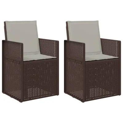 vidaXL Vrtni jedilni stoli 2 pcs Rjava in svetlo siva PP