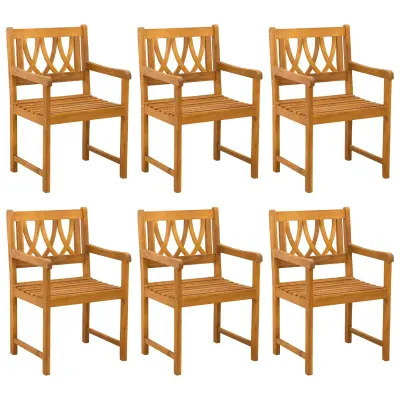 vidaXL Vrtni stoli 6 pcs Naravna Masiven les akacije