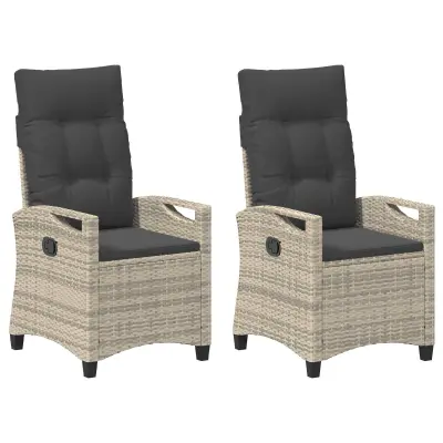 vidaXL Vrtni Stol 2 pcs Svetlo siva in temno siva 56 x 60 x 112 cm