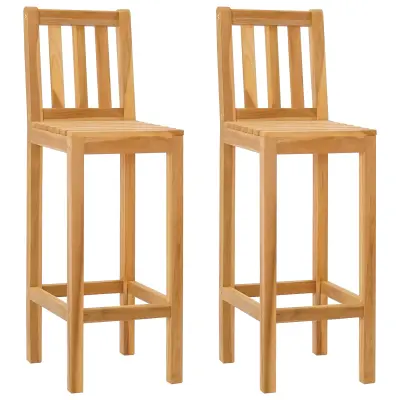 vidaXL Barski stol 2 pcs Rjava Trden tikov les