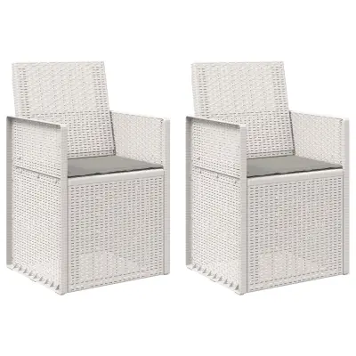 vidaXL Vrtni jedilni stoli 2 pcs Bela in svetlo siva PP