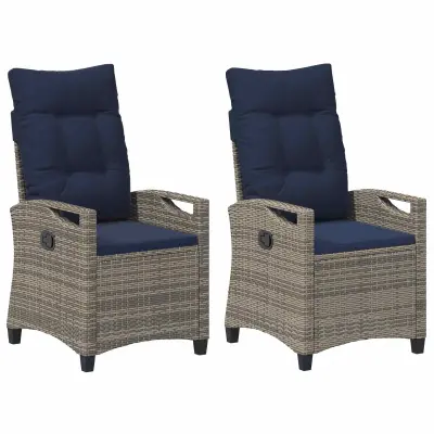 vidaXL Vrtni Stol 2 pcs siva in mornarsko modra 56 x 60 x 112 cm