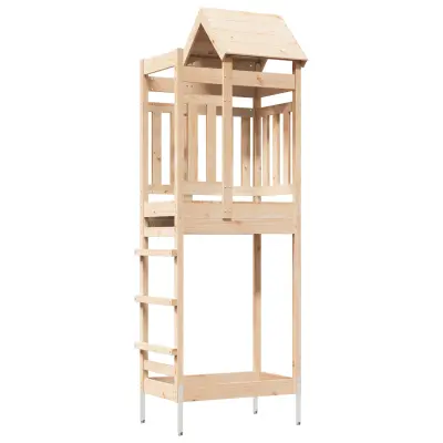 vidaXL Igralna stolpnica Rjava 52,5 x 85 x 238 cm Masivno borovo les