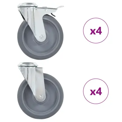 vidaXL Gibljiva kolesa z luknjami za sornik 8 kosov 125 mm